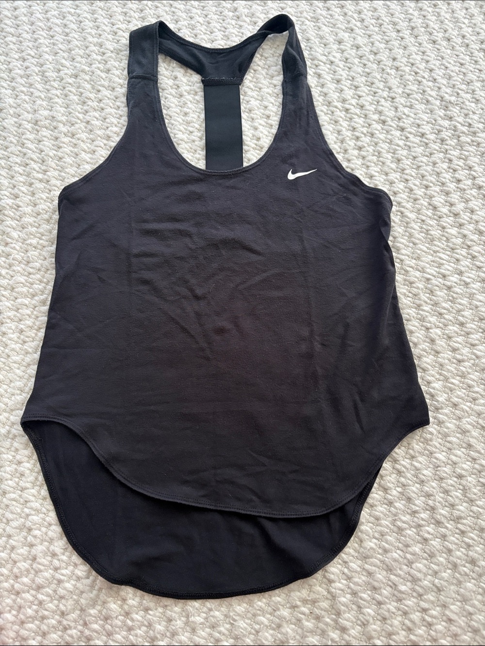 Nike Women's Black Racerback Training Tank with White Swoosh S